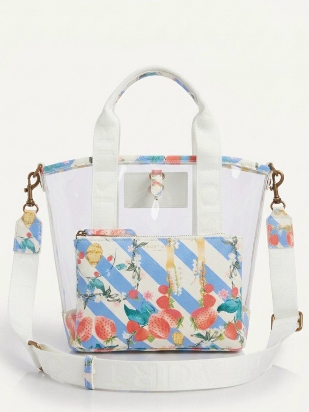 NWT Kurt Geiger London Small Hampstead Clear Vinyl Tote Bag 3-Piece Set.
